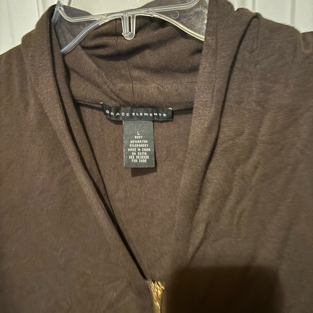 Grace Elements Men's Zip-Up Brown Sweater